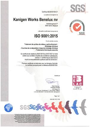 Onze ISO 9001-2015 certificering Kanigen Works Benelux